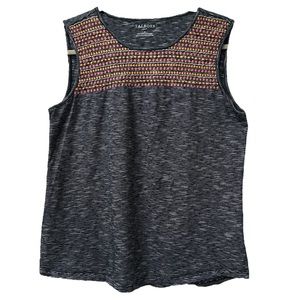 Talbots‎ Women’s Heathered Embroidered Sleevless Tank Blouse   Sz M